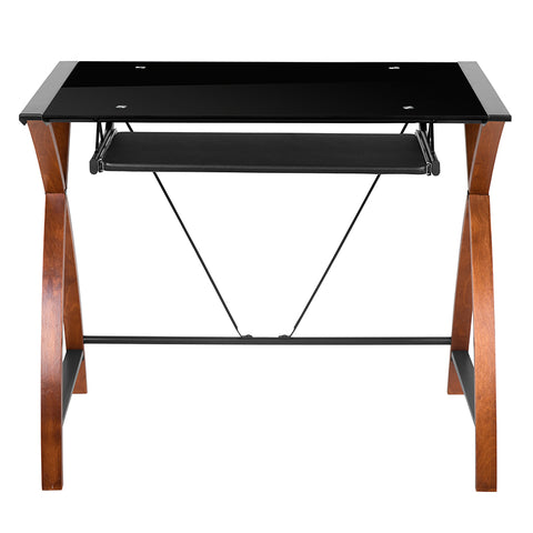 Glass/Cherry L-Shape Desk