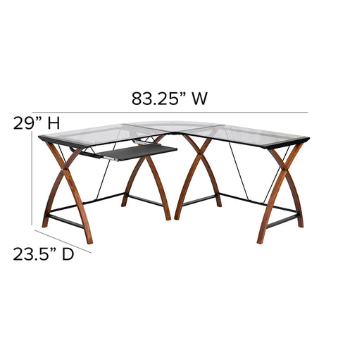 Glass/Cherry L-Shape Desk