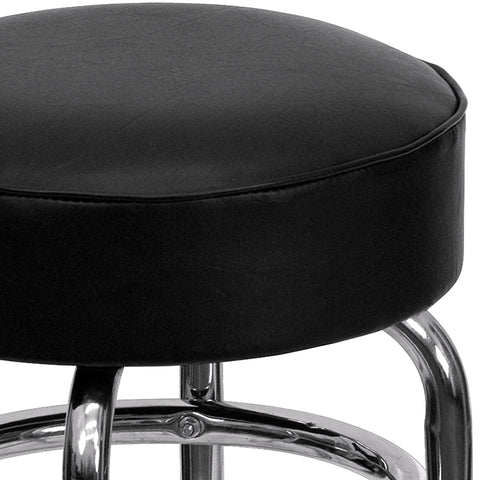 Red Double Ring Chrome Stool