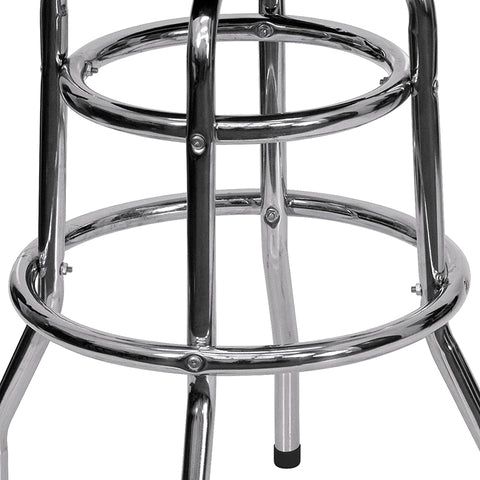 Red Double Ring Chrome Stool