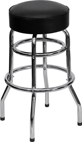 Red Double Ring Chrome Stool