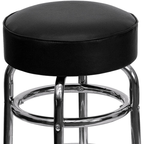 Red Double Ring Chrome Stool