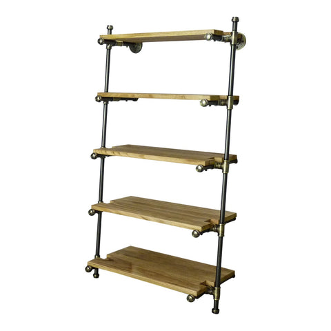 Orlando Farmhouse Industrial Espresso 35-inch Wide Leaning Wall Etagere Bookcase Display Storage-metal Reclaimed Wood Finish