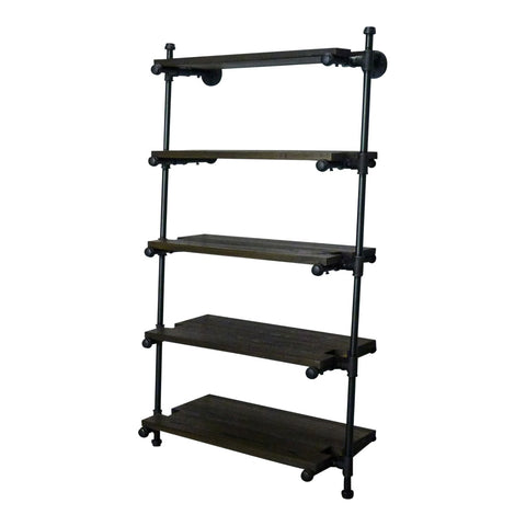 Orlando Farmhouse Industrial Espresso 35-inch Wide Leaning Wall Etagere Bookcase Display Storage-metal Reclaimed Wood Finish