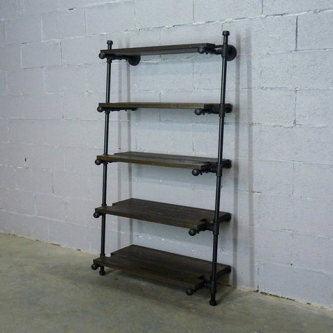 Orlando Farmhouse Industrial Espresso 35-inch Wide Leaning Wall Etagere Bookcase Display Storage-metal Reclaimed Wood Finish