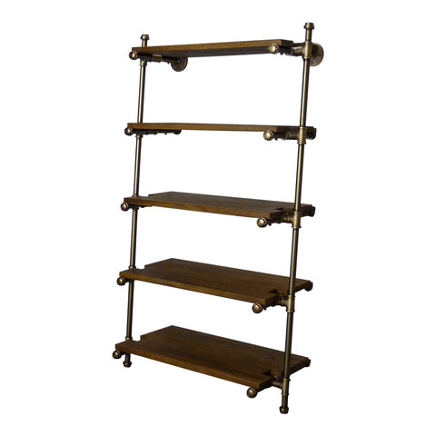 Orlando Farmhouse Industrial Espresso 35-inch Wide Leaning Wall Etagere Bookcase Display Storage-metal Reclaimed Wood Finish