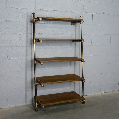 Orlando Farmhouse Industrial Espresso 35-inch Wide Leaning Wall Etagere Bookcase Display Storage-metal Reclaimed Wood Finish