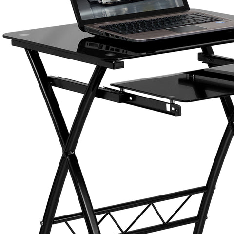 Black Glass Keyboard Tray Desk