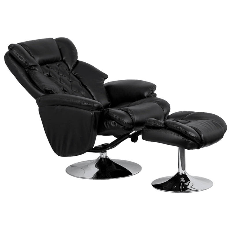 Black Leather Recliner&Ottoman