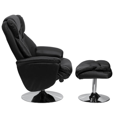 Black Leather Recliner&Ottoman