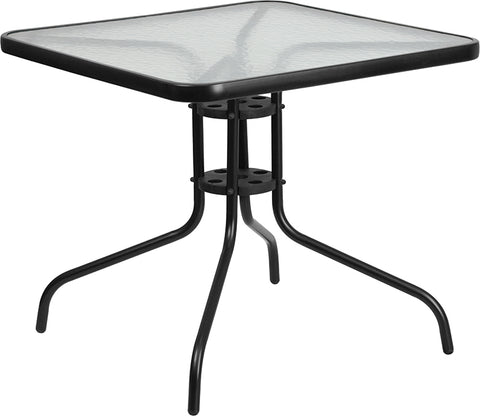 31.5SQ Glass Black Patio Table