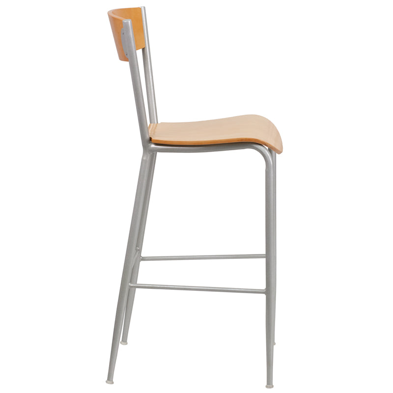 Silver Open Stool-Nat Seat