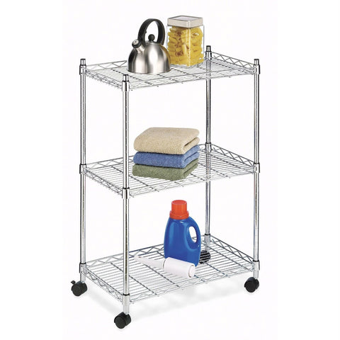 3-Tier Metal Cart on Wheels for Kitchen Microwave Bathroom Garage