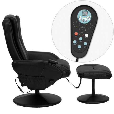 Massage Black Leather Recliner