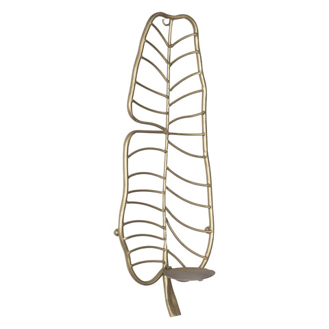 Tropical Gold Metal Leaf Wall Sconce