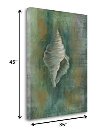 45" Blue and Green Seashell Giclee Wrap Canvas Wall Art