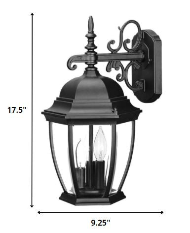 Three Light Matte Black Wide Hanging Lantern Wall Light