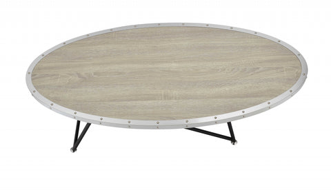 46" X 23" X 15" Weathered Gray Oak Particle Board Coffee Table