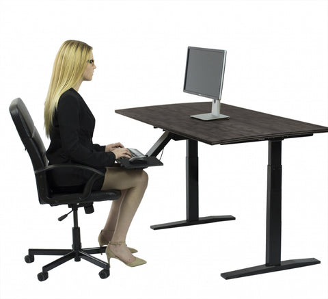 Black Bamboo Dual Motor Electric Office Adjustable Computer Desk