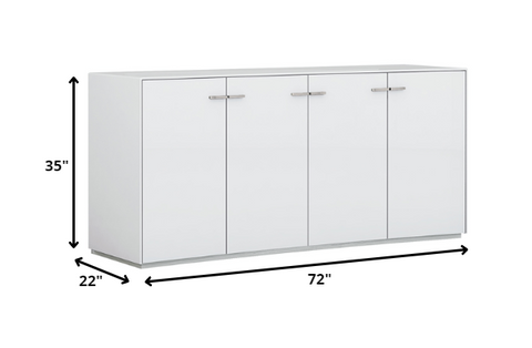 72" X 22" X 35" White Buffet