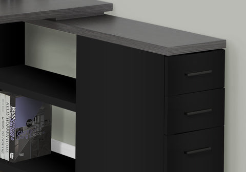 47.25" x 47.25" x 29.5" Black Grey Particle Board Hollow Core Metal Computer Desk With A Grey Top