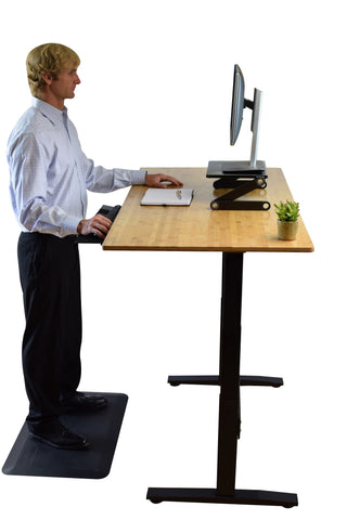 Black and Natural Bamboo 52" Dual Motor Electric Office Adjustable Computer Desk