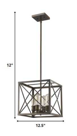 Brooklyn 4-Light Oil-Rubbed Bronze Pendant With Metal Framework Shade