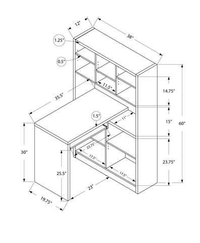 38" x 35.5" x 60" Dark Taupe Particle Board Hollow Core Computer Desk