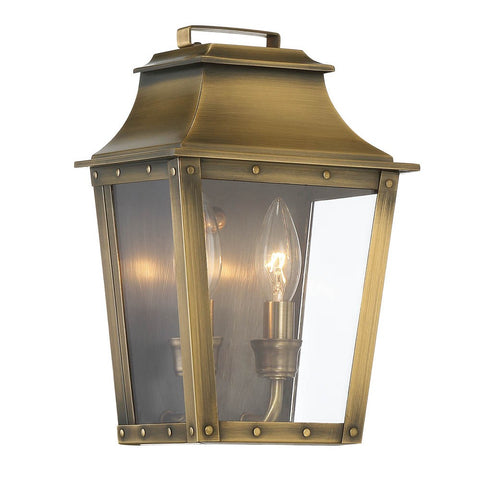 Coventry 2-Light Aged Brass Pocket Wall Light