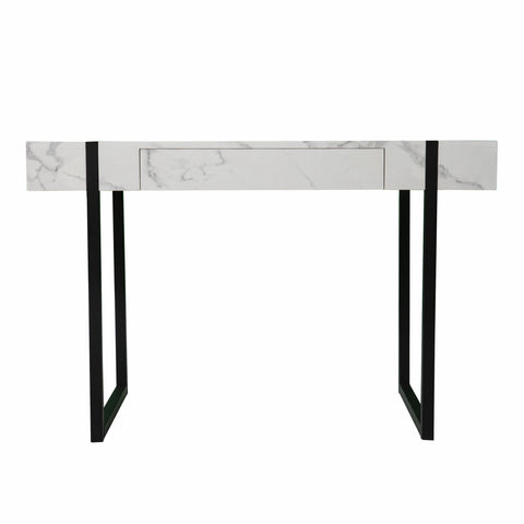 White Faux Marble Topped Desk