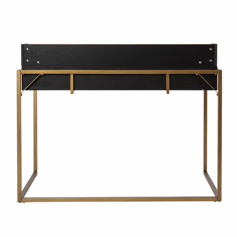 Modern Farmhouse Maple and Black Lift Top Adjustable Desk