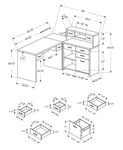 44.75" Grey Reclaimed Wood Particle Board Laminate and MDF Computer Desk