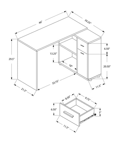 29.5" Grey Particle Board and Laminate Computer Desk with a Storage Cabinet