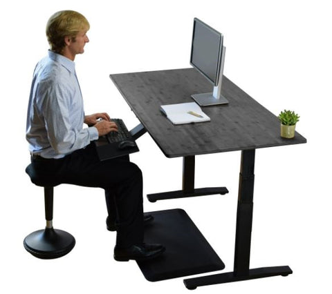 Black on Black Bamboo Dual Motor Electric Office Adjustable Computer Desk