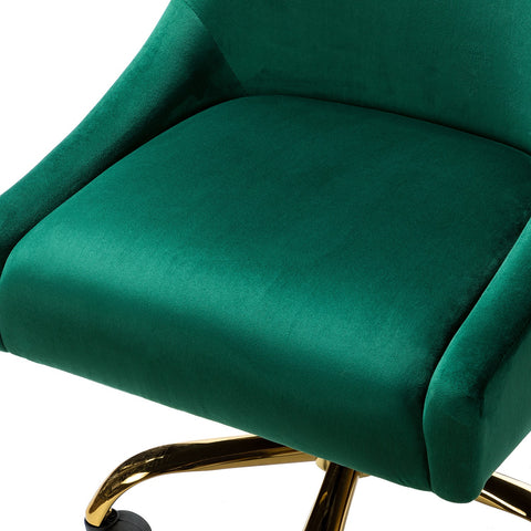 Classic Green Velvet Tapered Arm Rolling Office Chair