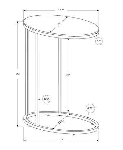 18.5" x 12" x 25" White Particle Board Metal Accent Table