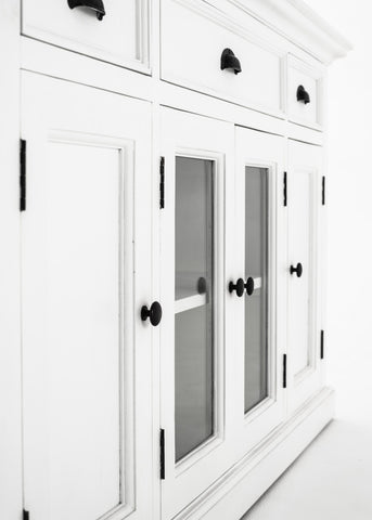 White Accent Cabinet with Glass Doors