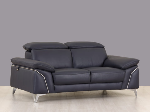 31" Navy Blue Genuine Italian Leather Loveseat