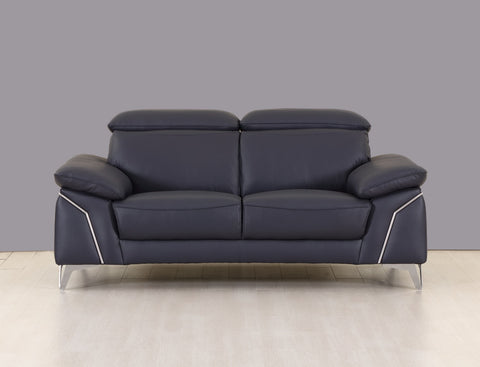 31" Navy Blue Genuine Italian Leather Loveseat