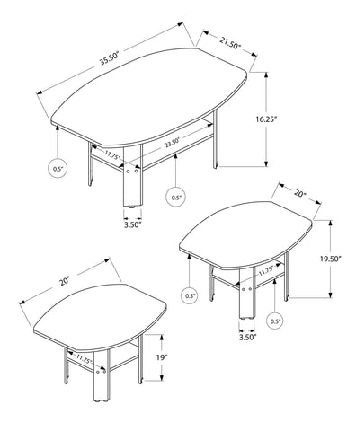 Cappuccino Table Set - 3Pcs Set