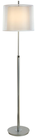 Nimbus 1-Light Metallic Silver And Polished Chrome Floor Lamp With Sheer Snow Double Shantung Shade