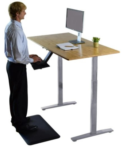 Gray and Natural Bamboo 45" Dual Motor Electric Office Adjustable Computer Desk