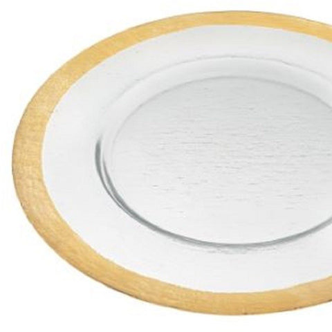 Round Gold Border Glass Charger Plate