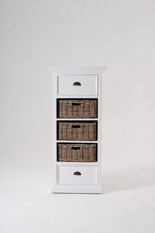 Classic White Storage Cabinet with Basket Set