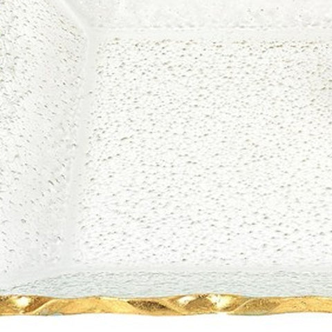 Bubble Glass Scalloped Gold Rim Rectangular Platter or Tray