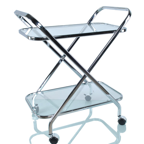 16.5" x 26.25" x 30.5" Chrome XShape Bar Cart