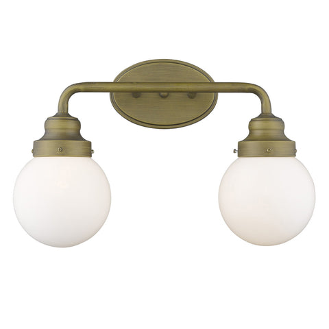 Two Light Gold Wall Sconce with Round Glass Shade