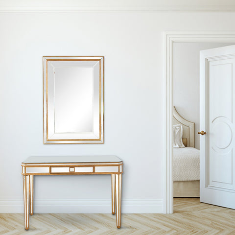 Antiqued Gold Finish Mirror and Console Table