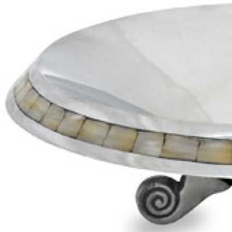 Silver and Mother of Pearl Pedestal Centerpiece Bowl