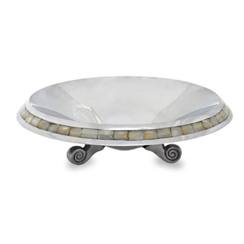 Silver and Mother of Pearl Pedestal Centerpiece Bowl